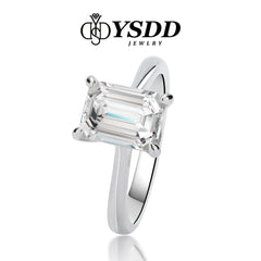 【#52 VIPStreamers】2CT 925 Sterling Silver Emerald Cut Moissanite Rings