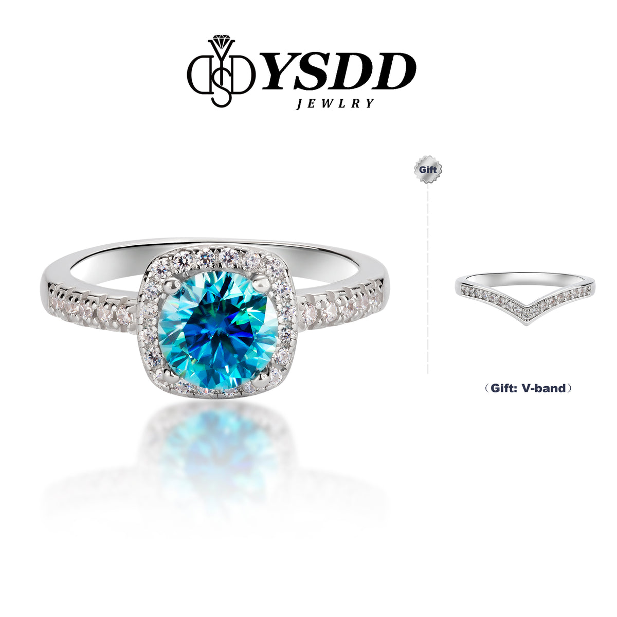 【#98 VIPStreamers】1CT Neon Blue Moissanite 925 Sterling Silver rings