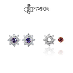 【#109 YSDD】925 Sterling Silver Purple Moissanite Earrings