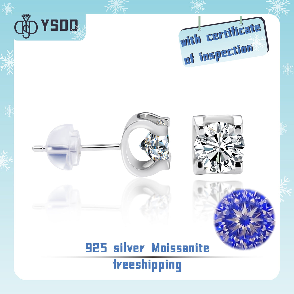 【#26 BeHost】925 Sterling Silver Moissanite Earrings