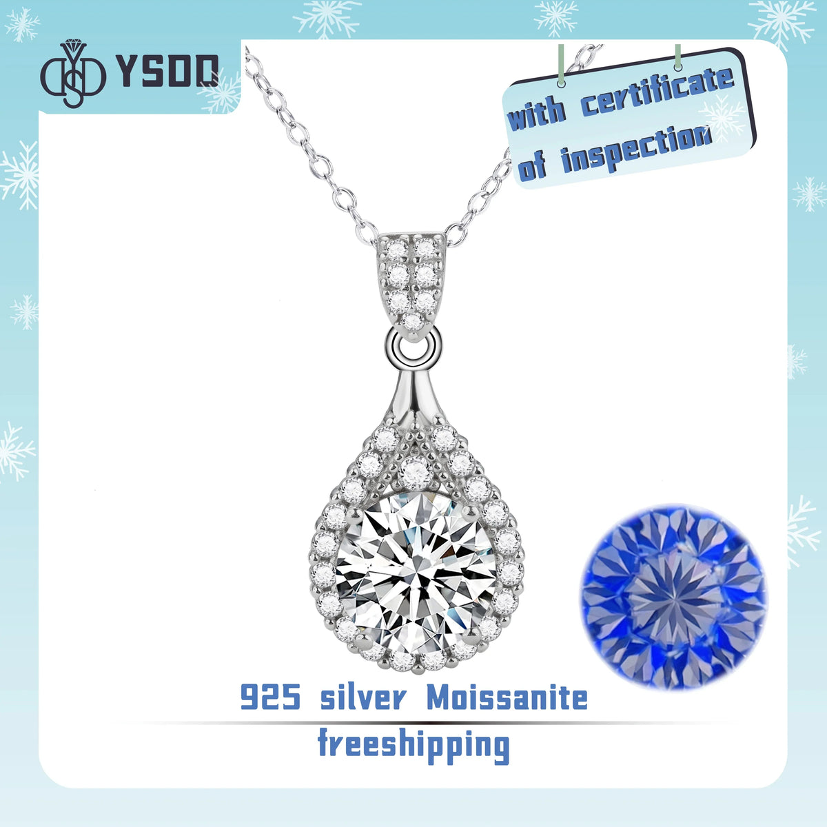 【#64YIYO   】925 Sterling Silver 5CT Moissanite Necklace