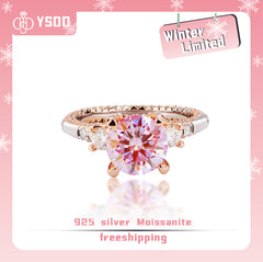 【#149 YSDD】1-3CT 925 Sterling Silver Sakura Pink Moissanite Rings