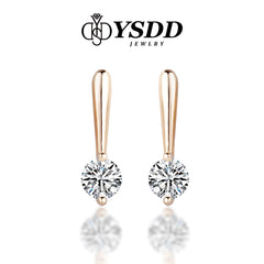 【#172 YSDD】Classic Solitaire Moissanite Drop Earrings in 925 Sterling Silver