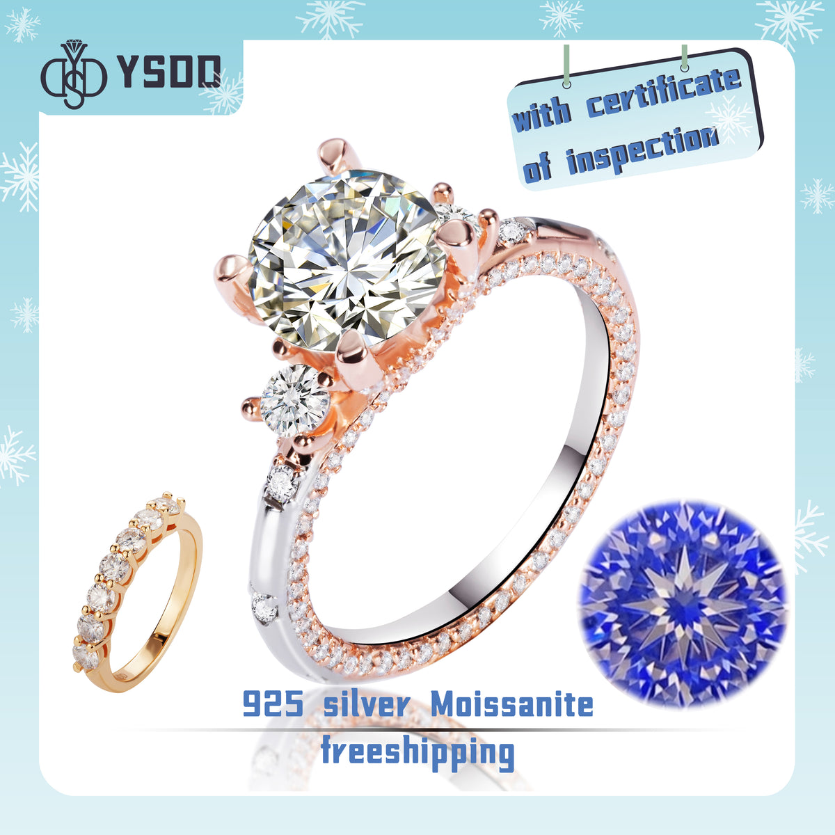 【#225 YSDD】925 Sterling Silver Moissanite Rings