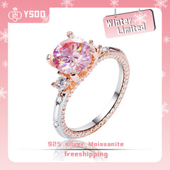 【#149 YSDD】1-3CT 925 Sterling Silver Sakura Pink Moissanite Rings