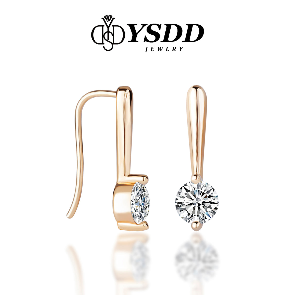 【#172 YSDD】Classic Solitaire Moissanite Drop Earrings in 925 Sterling Silver