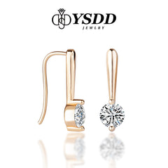 【#172 YSDD】Classic Solitaire Moissanite Drop Earrings in 925 Sterling Silver