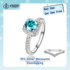 【#98 YSDD】Neon Blue Moissanite 925 Sterling Silver rings