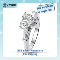 【#53 YSDD】2CT 925 Sterling Silver Heart  Moissanite Rings