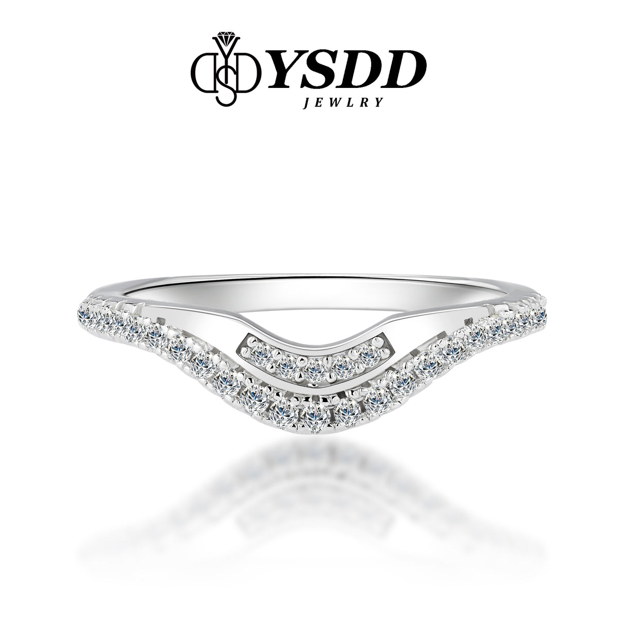 【#178 YSDD】 Curved Moissanite Stacking Band in 925 Sterling Silver