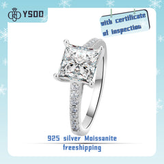 【#46 YSDD】925 Sterling Silver Princess Cut Moissanite Rings