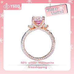 【#149 YSDD】1-3CT 925 Sterling Silver Sakura Pink Moissanite Rings