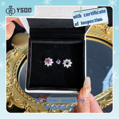 【#109 YSDD】925 Sterling Silver Purple Moissanite Earrings