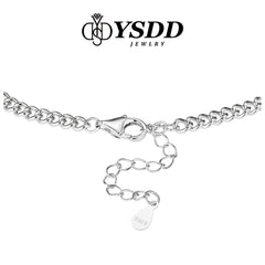 【#174 YSDD】2CT Princess Cut Solitaire Moissanite Chain Bracelet in 925 Sterling Silver