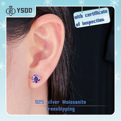 【#109 YSDD】925 Sterling Silver Purple Moissanite Earrings