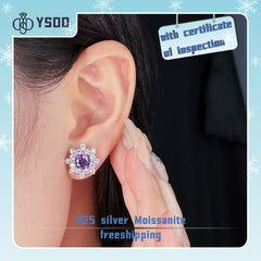 【#109 YSDD】925 Sterling Silver Purple Moissanite Earrings