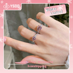 【#149 YSDD】1-3CT 925 Sterling Silver Sakura Pink Moissanite Rings