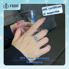 【#46 YSDD】925 Sterling Silver Princess Cut Moissanite Rings