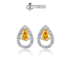 【#230 YSDD】925 Sterling Silver Moissanite Vivid Yellow Earring Buds